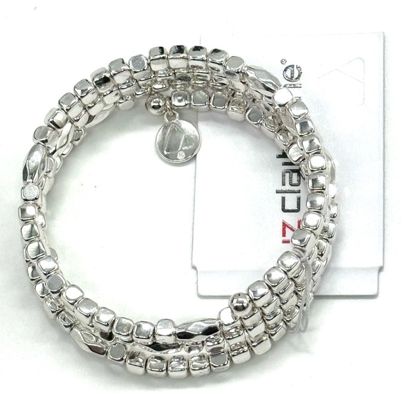 Liz Claiborne Silver Tone Spiral Square Bead Wrap Bracelet - Picture 6 of 8